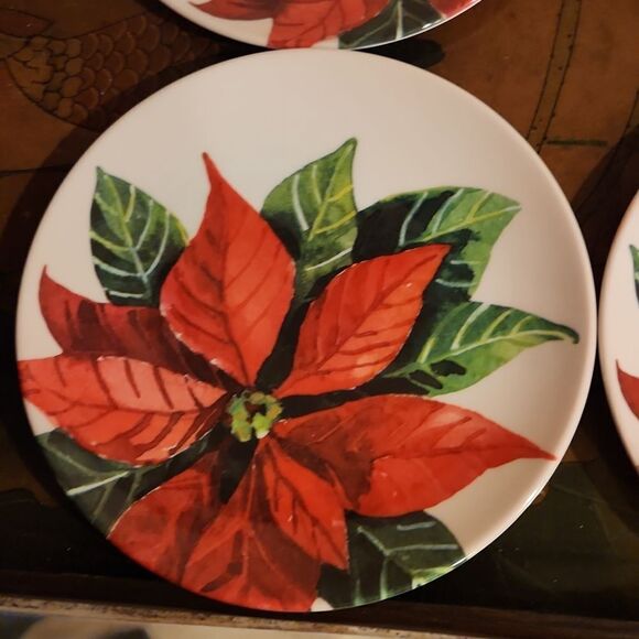 Mulberry Poinsettia Melamine 8" Salad Plate Set of 4 - Picture 5 of 6